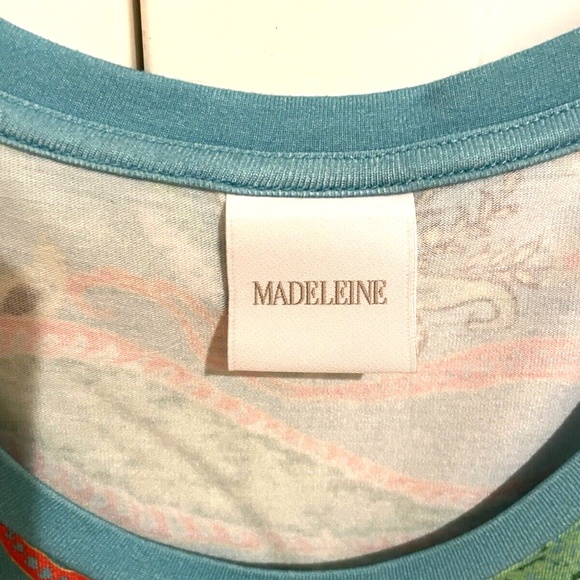 XL Blue Paisley Pattern Short Sleeve Top - German Brand Madeleine - Picture 4 of 5